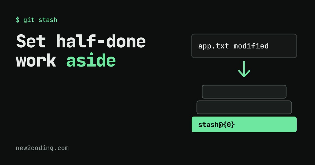 A changed file moving down onto a pile of stash entries, newest highlighted