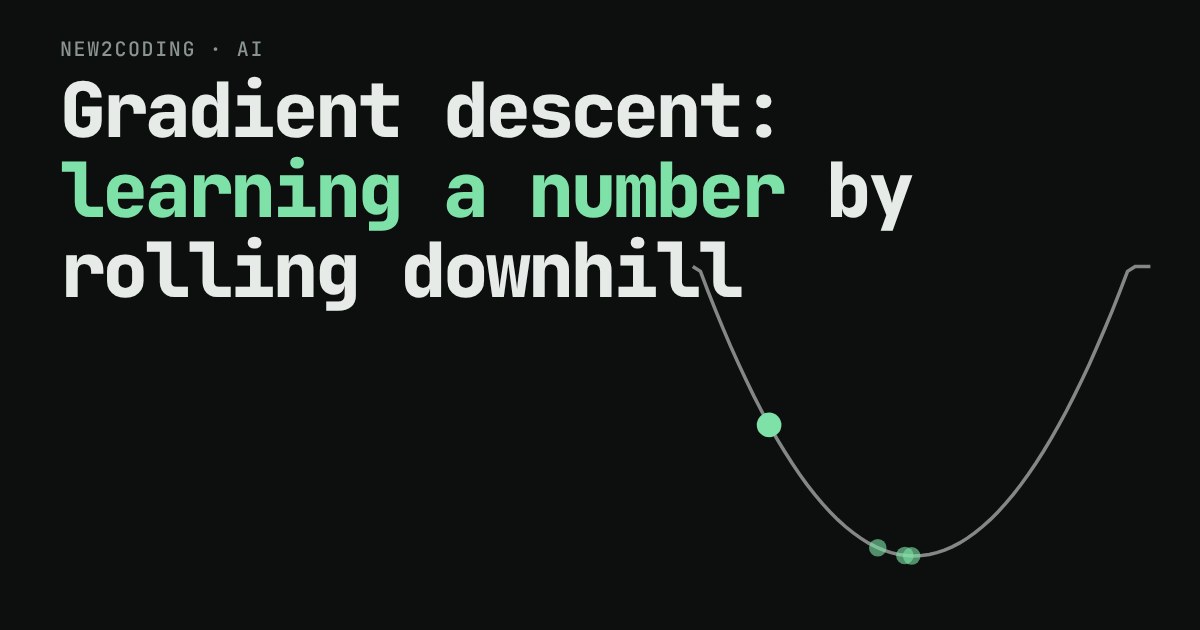 A bowl-shaped loss curve with a green ball rolling down to the bottom, beside the title